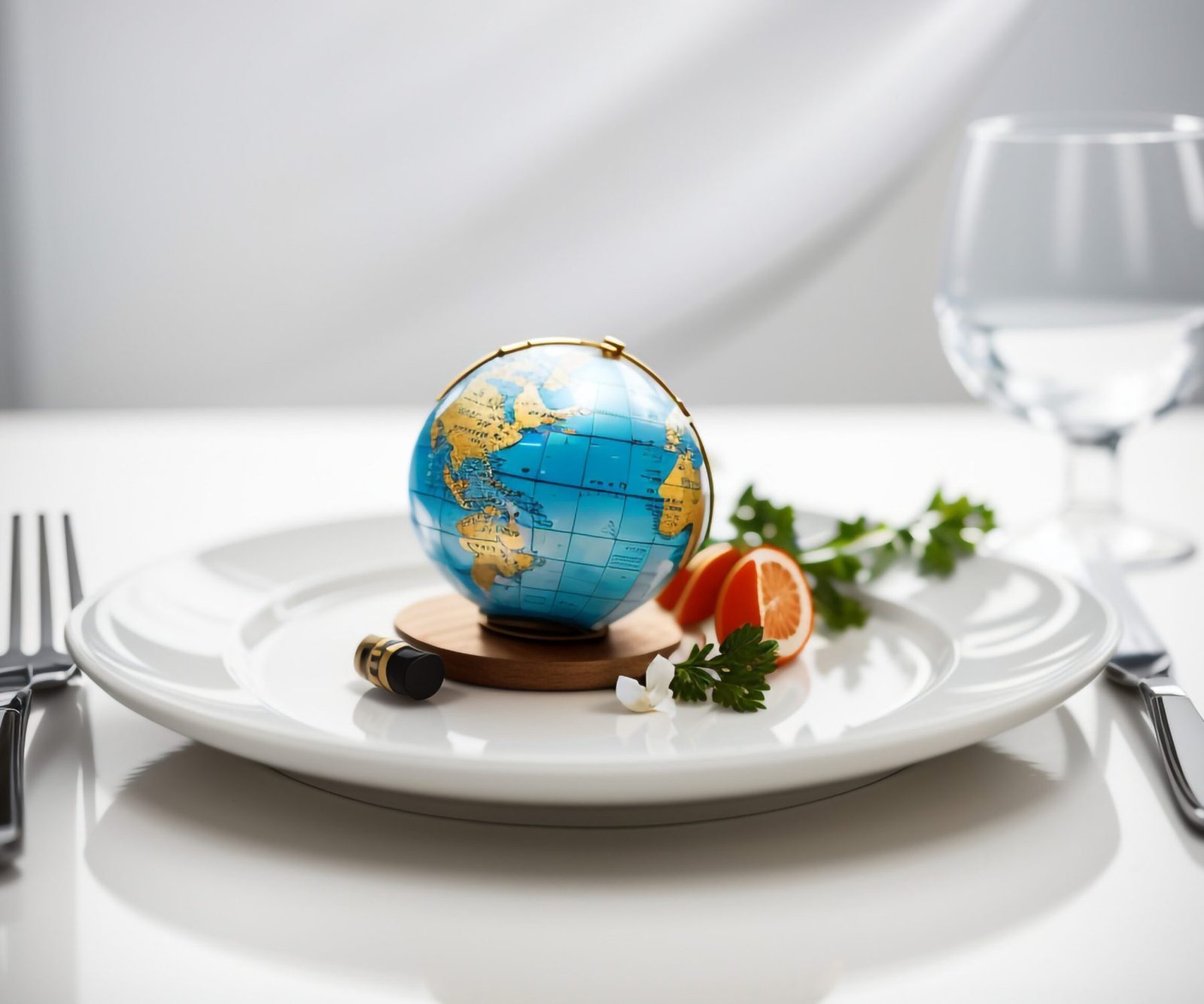worldly-delicacy-globe-plate-with-fork-knife-light-background